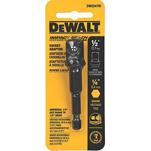 DeWalt DW2547IR 1/4" Hex To 1/2" Square Impact Ready Socket Adapter