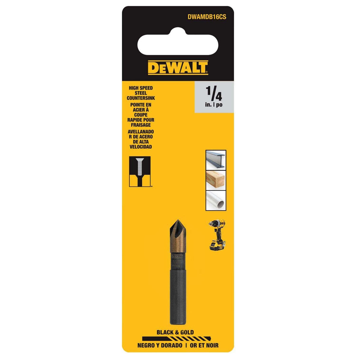 DeWalt DWAMDB16CS 1/4 in. High-Speed Steel 82 Degree 5-Flute Countersink Bit