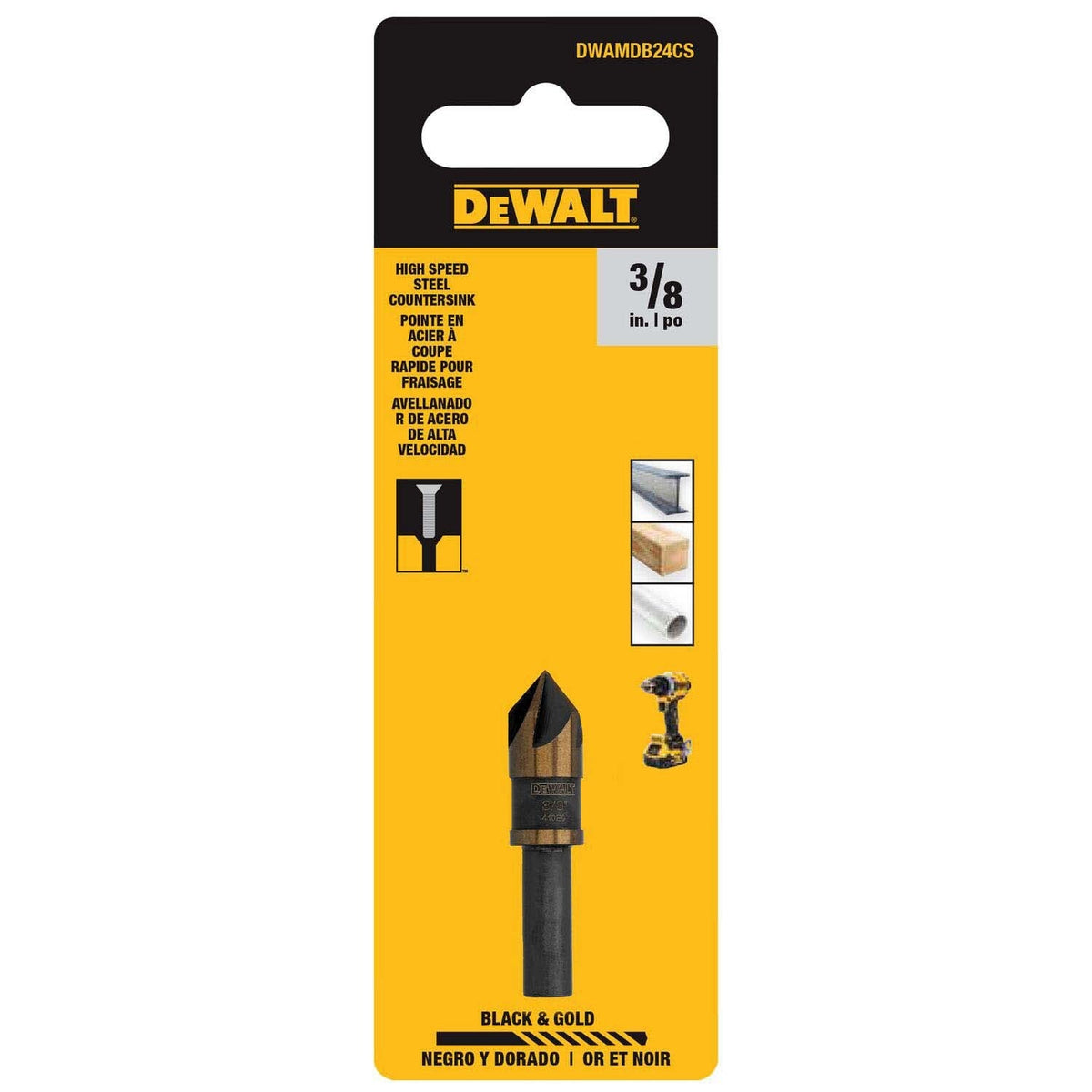 DeWalt DWAMDB24CS 3/8 in. High-Speed Steel 82 Degree Countersink Bit with 5 Flutes