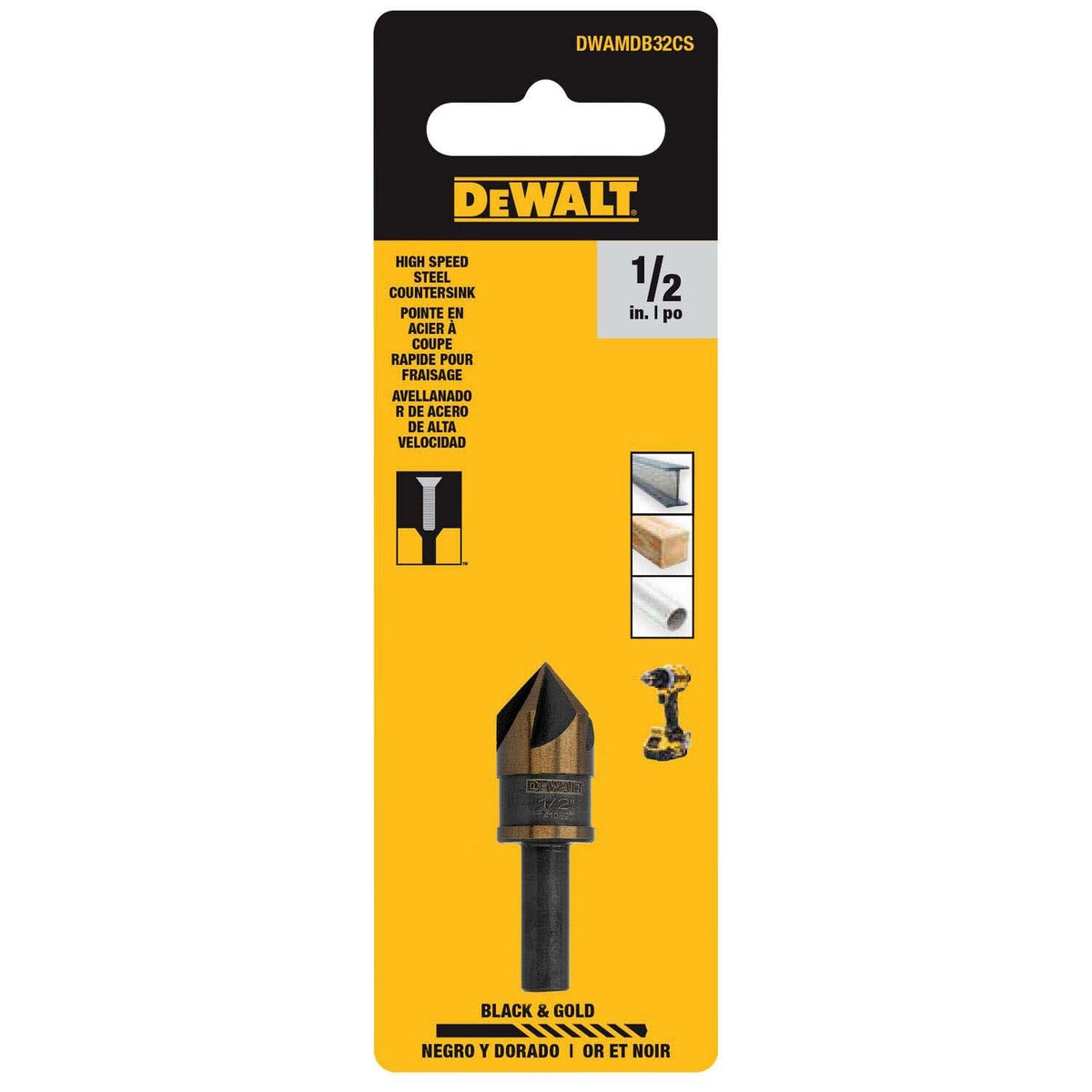 DeWalt DWAMDB32CS 1/2 in High-Speed Steel 82 Degree 5-Flute Countersink Bit