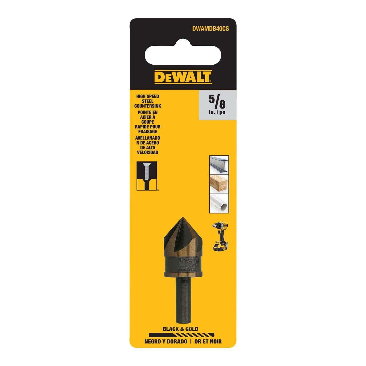 DeWalt DWAMDB40CS 5/8 in. High-Speed Steel 82 Degree Countersink Bit
