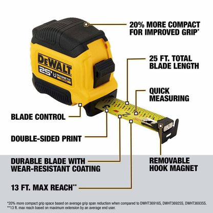 DeWalt DWHT39125S 25 ft. Compact Magnetic Tape Measure