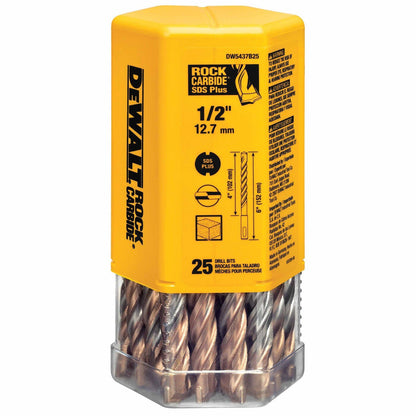 DeWalt DW5437B25 DeWalt 1/2" x 4" x 6" Rock Carbide™ SDS+ Hammer Bit (Bulk 25), 2 Cutter