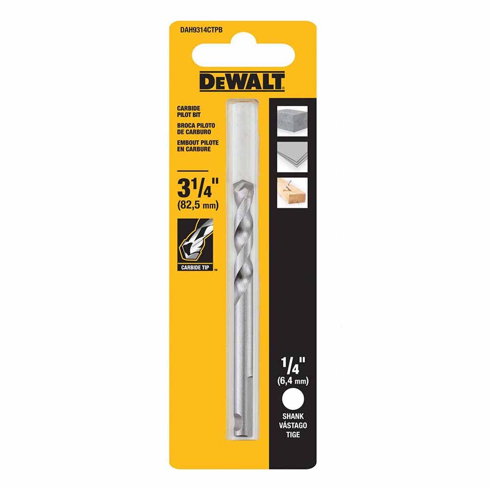 DeWalt DAH9314CTPB Carbide Tipped Hole Saw Pilot Drills 3-1/4"
