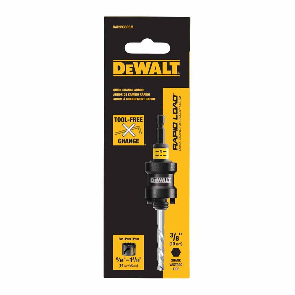 DeWalt DAH9938PBM Rapid Load 9/16" - 1 3/16" Quick Change Hole Saw Arbors