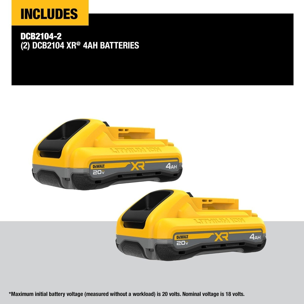 DeWalt DCB2104-2 20V MAX XR POWERPACK 4Ah Lithium-Ion Battery Pack with Fuel Gauge (2 Pack)