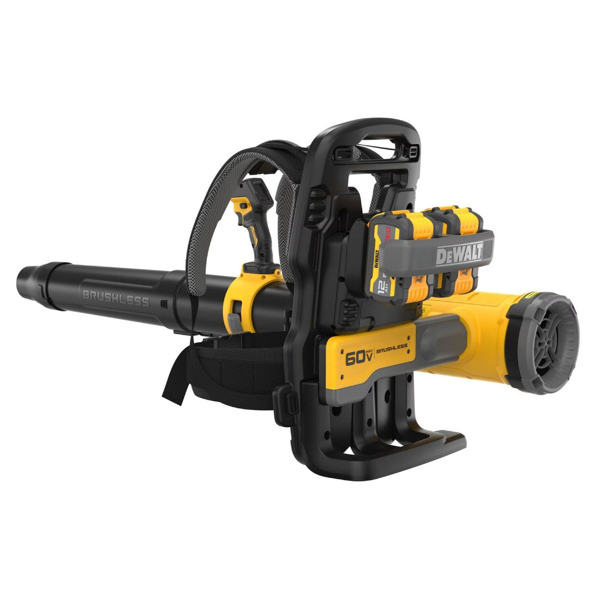 DeWalt DCBL570Y2 60V MAX Brushless Cordless Backpack Blower Kit with LED Dashboard and Variable Speed (2 Batteries, 2 Chargers)