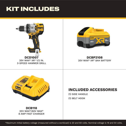 DeWalt DCD1007WW1 20V MAX XR Brushless Cordless 1/2 in. Hammer Drill Kit