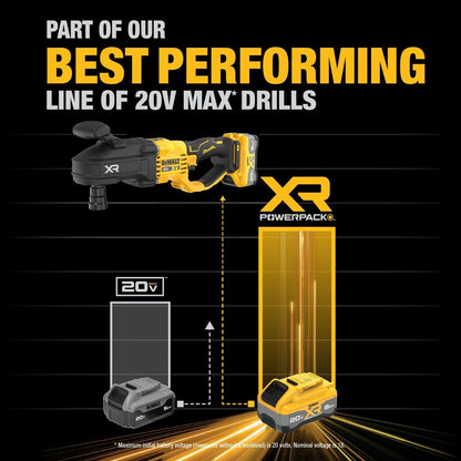 DeWalt DCD447WW1 20V Max* XR Brushless Cordless 7/16" Quick Change Compact Stud & Joist Drill Kit with XR POWERPACK