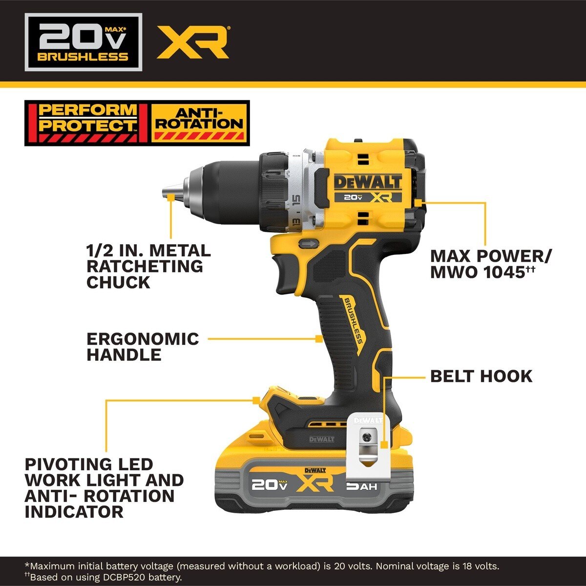 DeWalt DCD801H1 20V MAX XR 1-2" Brushless Cordless Drill Driver Kit with 5Ah POWERSTACK Battery (1 Battery)