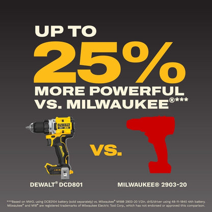 DeWalt DCD801H1 20V MAX XR 1-2" Brushless Cordless Drill Driver Kit with 5Ah POWERSTACK Battery (1 Battery)