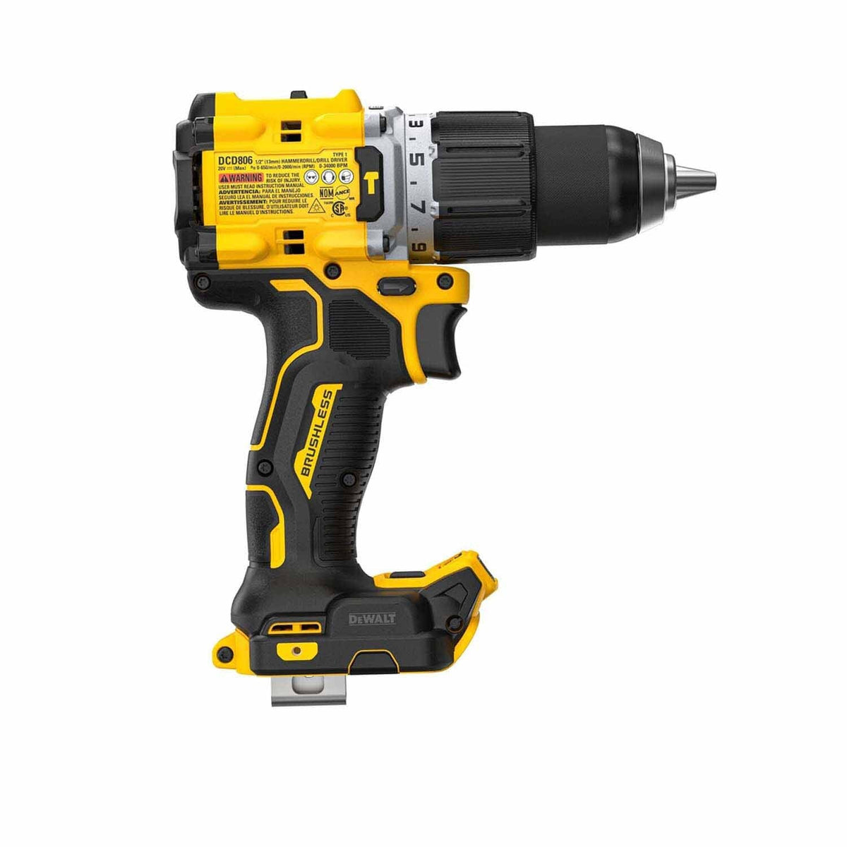 DeWalt DCD806B 20V MAX XR Brushless Cordless 1/2 in. Hammer Drill (Tool Only) – High Power