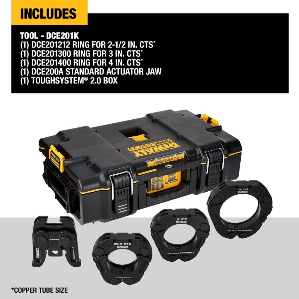 DEWALT DCE201K 2-1/2 in. to 4 in. Standard CTS Press Rings and Actuator Kit