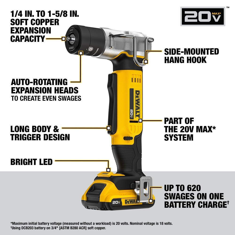 DeWalt DCE450D1 20V MAX* Copper Swage Tool Kit
