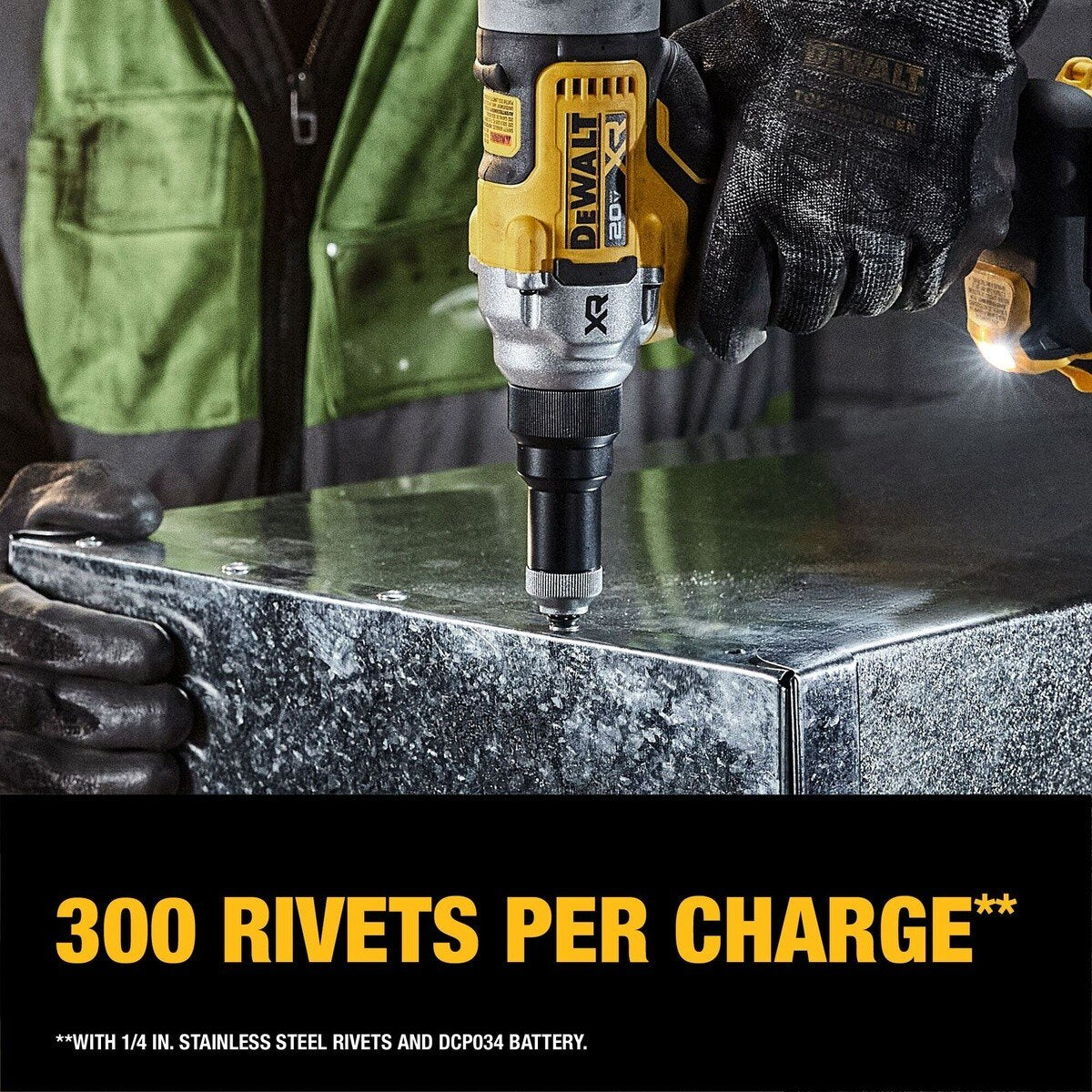 DeWalt DCF414GE2 20V MAX* XR Brushless Cordless 1/4" Rivet Tool Kit with POWERSTACK