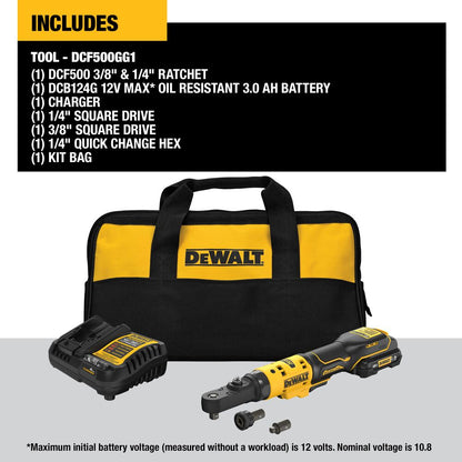 DeWalt DCF500GG1 XTREME 12V MAX* Brushless Cordless 3/8" and 1/4" Sealed Head Ratchet Kit