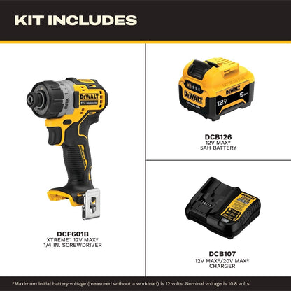 DeWalt DCF601J1 12V MAX Brushless 1/4" Screwdriver Kit (1 Battery, 1 Charger)