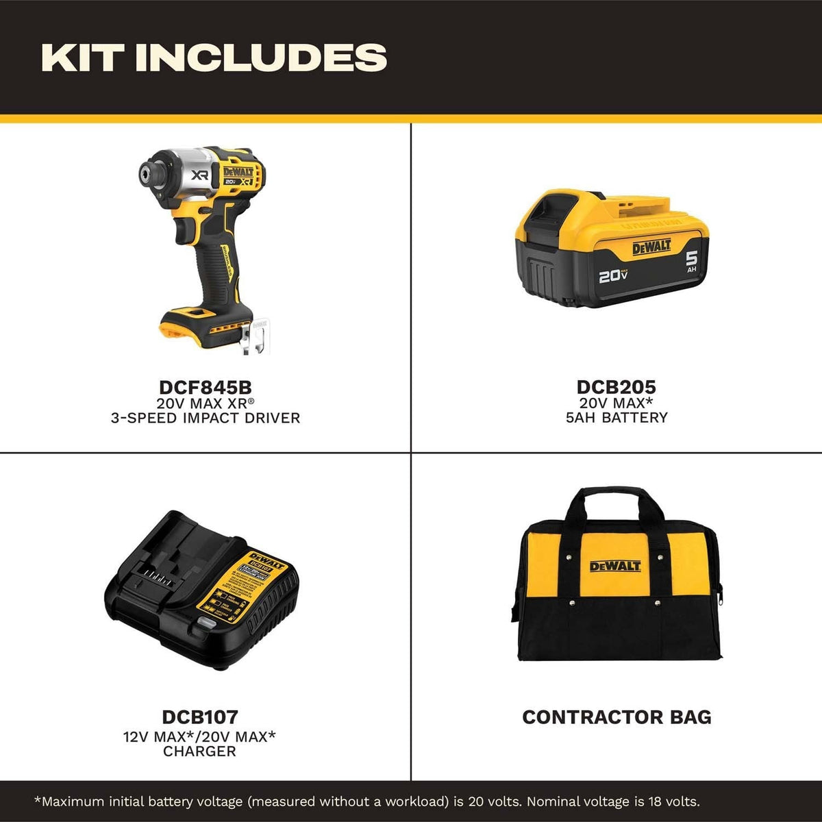 DeWalt DCF845P1 20V MAX XR 1/4 in. 3-Speed Impact Driver Kit