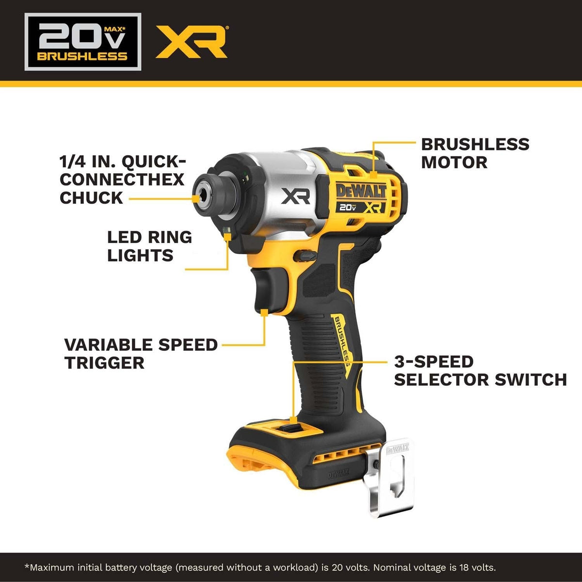 DeWalt DCF845P1 20V MAX XR 1/4 in. 3-Speed Impact Driver Kit