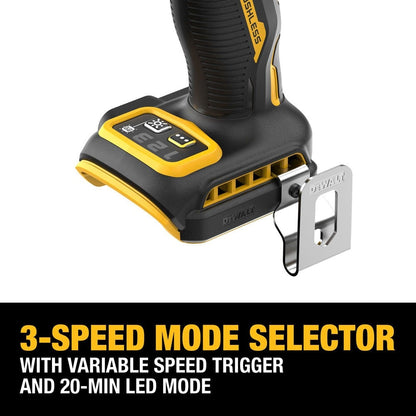 DeWalt DCF860WW1 20V MAX XR 3-Speed 1/4" High Torque Impact Driver Kit