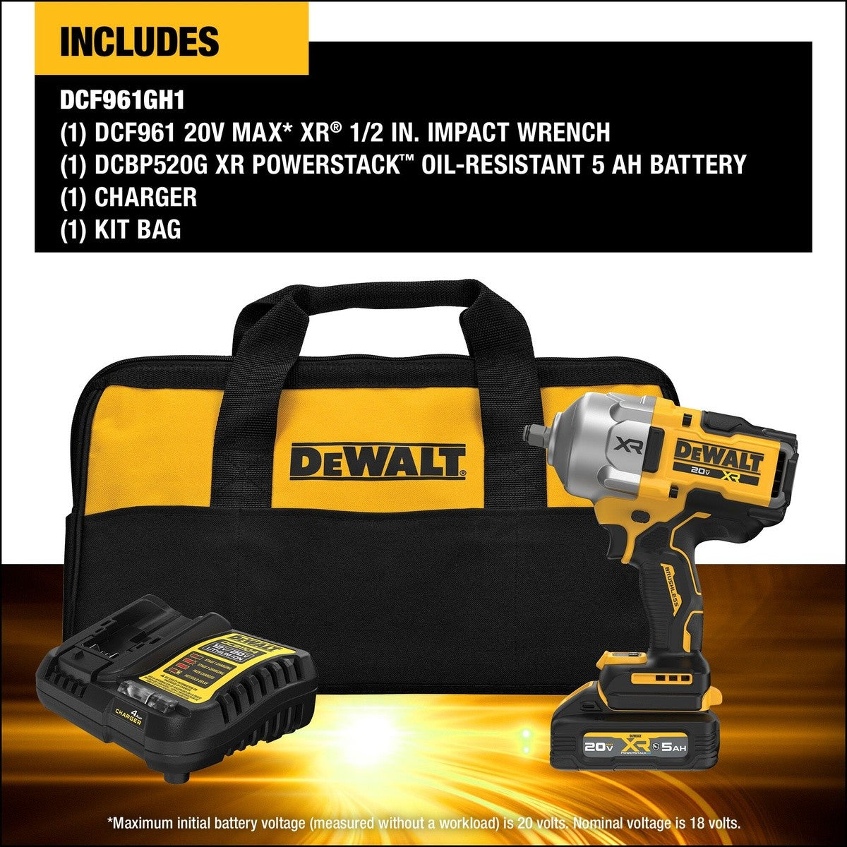 DeWalt DCF961GH1 Shell 20V 1/2 High Torque IW W/ 5AH POW