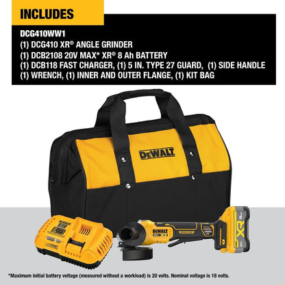 DeWalt DCG410WW1 20V Max* XR Brushless Cordless 4-1/2" - 5"  Angle Grinder Kit with XR POWERPACK
