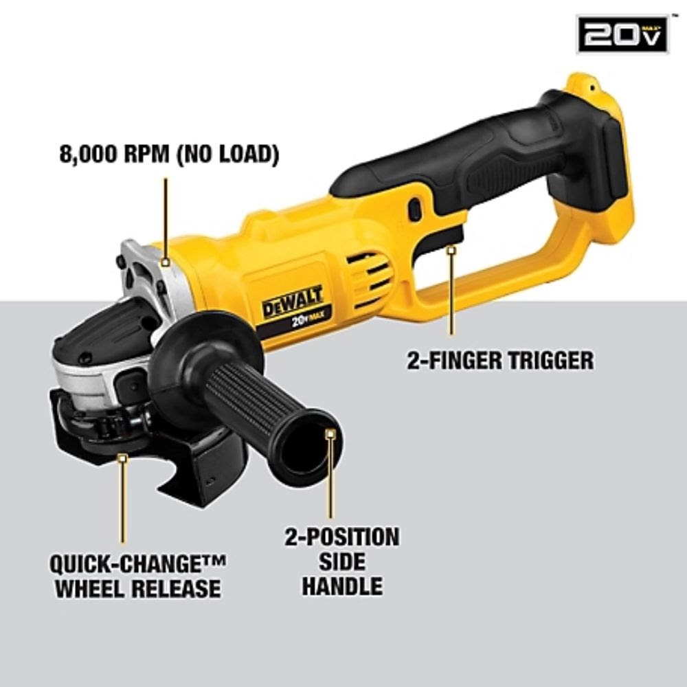 DeWalt DCG412P1 20V Max Lithium Ion Cordless 4.5" - 5" Grinder Tool Kit - (1) 20V 5.0Ah Battery, and (1) Charger