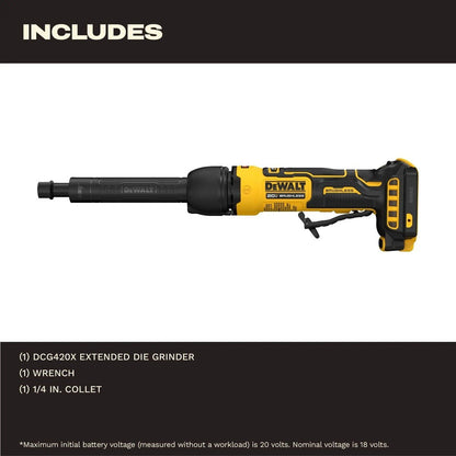 DeWalt DCG420XB 20V MAX ATOMIC Extended Cordless Die Grinder Tool Only 17.83"