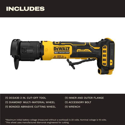 DeWalt DCG430B 20V MAX ATOMIC 3" Brushless Cordless Cut-Off Tool Tool Only