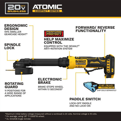 DeWalt DCG432XB ATOMIC 20V MAX 4" Extended Cut-Off Tool Brushless Cordless Tool Only