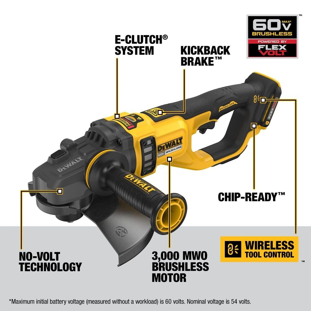 DeWalt DCG460X2 60V Cordless 7"-9" Large Angle Grinder Kit