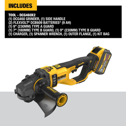DeWalt DCG460X2 60V Cordless 7"-9" Large Angle Grinder Kit