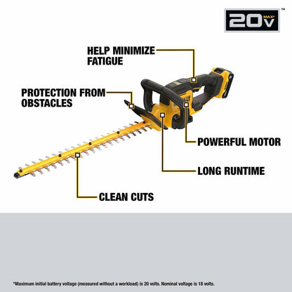 DeWalt DCHT821P1 DEWALT 20V MAX 22" Hedge Trimmer Kit
