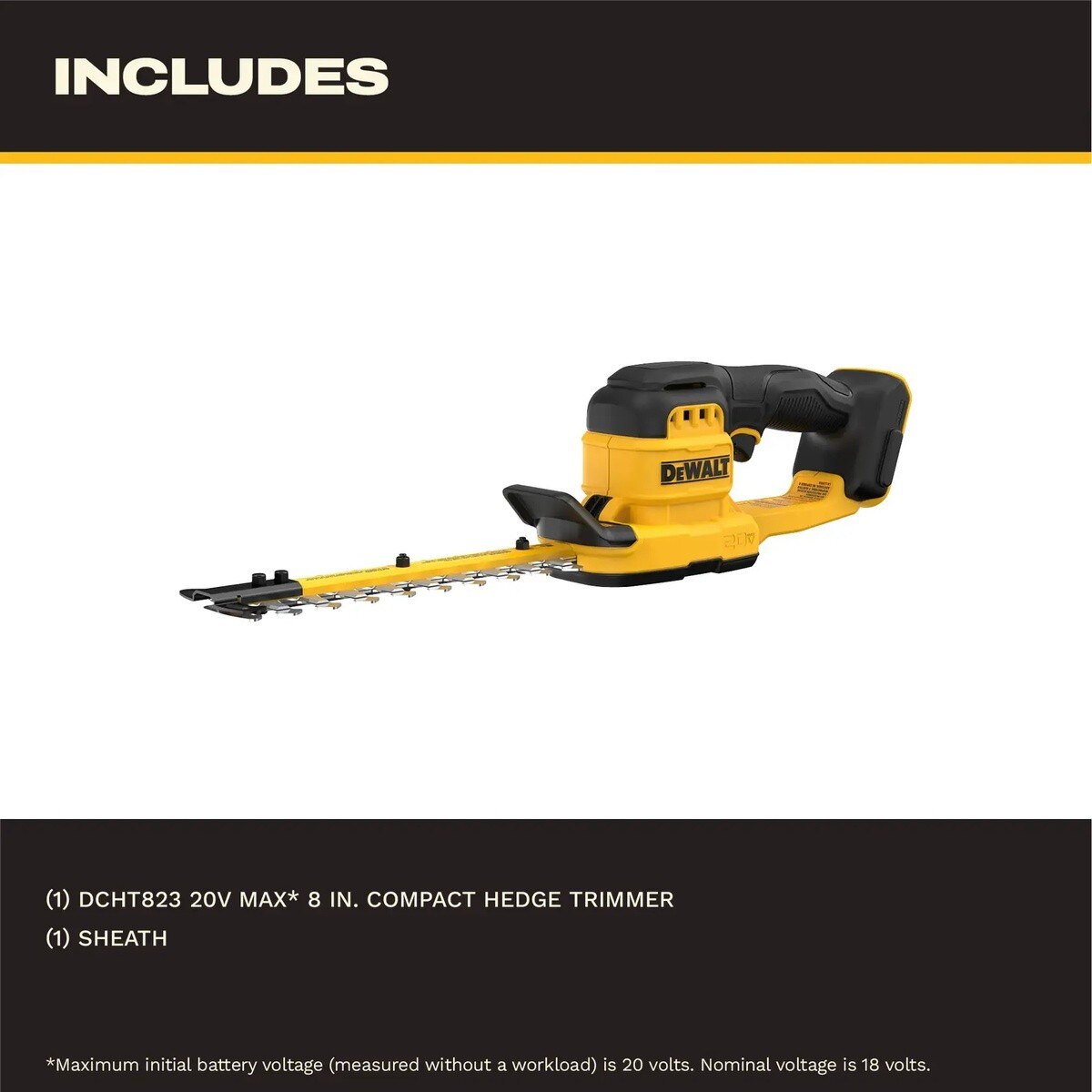 DeWalt DCHT823B 20V MAX 8" Compact Hedge Trimmer with 1/2" Cut Capacity Tool Only