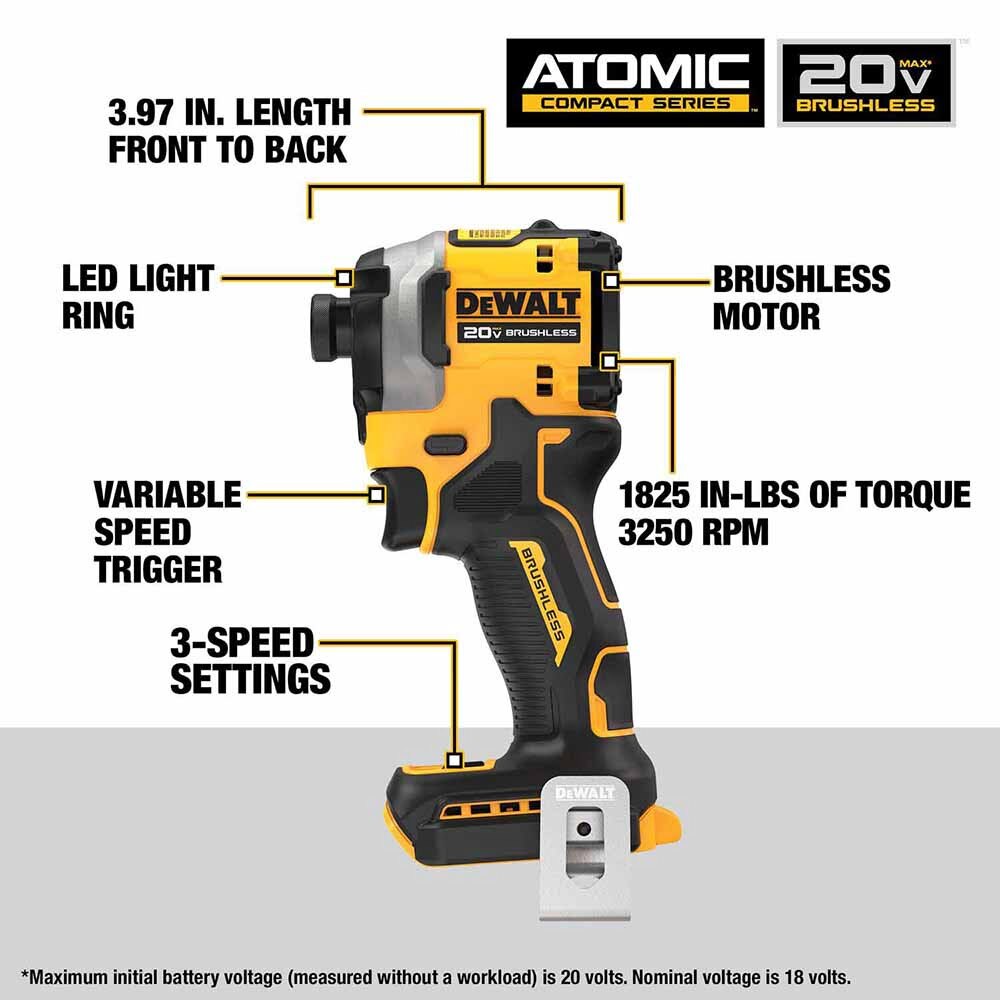 DeWalt DCK2050M2 20V Max Brushless Cordless XR 1/2 In. Hammer Drill/Driver And Atomic 1/4 In. Impact Driver Kit With 4.0Ah Batteries