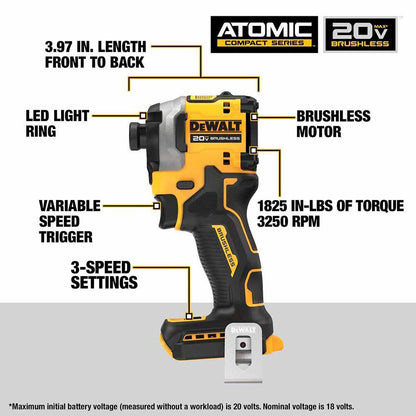 DeWalt DCK2050M2 20V Max Brushless Cordless XR 1/2 In. Hammer Drill/Driver And Atomic 1/4 In. Impact Driver Kit With 4.0Ah Batteries