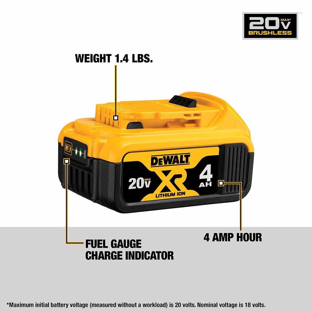 DeWalt DCK2050M2 20V Max Brushless Cordless XR 1/2 In. Hammer Drill/Driver And Atomic 1/4 In. Impact Driver Kit With 4.0Ah Batteries