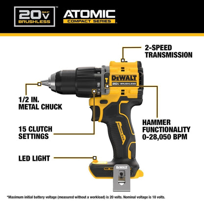 DeWalt DCK226E2 ATOMIC 20V MAX* Brushless 2-Tool Combo Kit