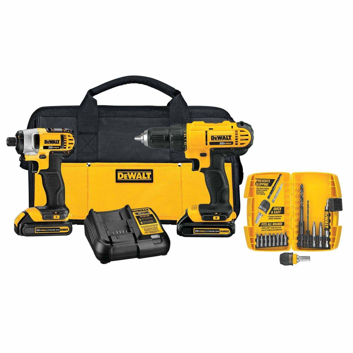 DeWalt DCK241C2 20V MAX Lithium Ion Compact 2-Tool Kit