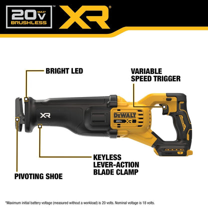 DeWalt DCK449QQ2D2 20V MAX XR Brushless Cordless 4-Tool Combo Kit with Batteries and Charger (4 Batteries, Charger)