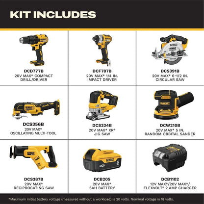 DeWalt DCK751P1 20V MAX 7-Tool Cordless Combo Kit with Battery and Charger (5Ah)