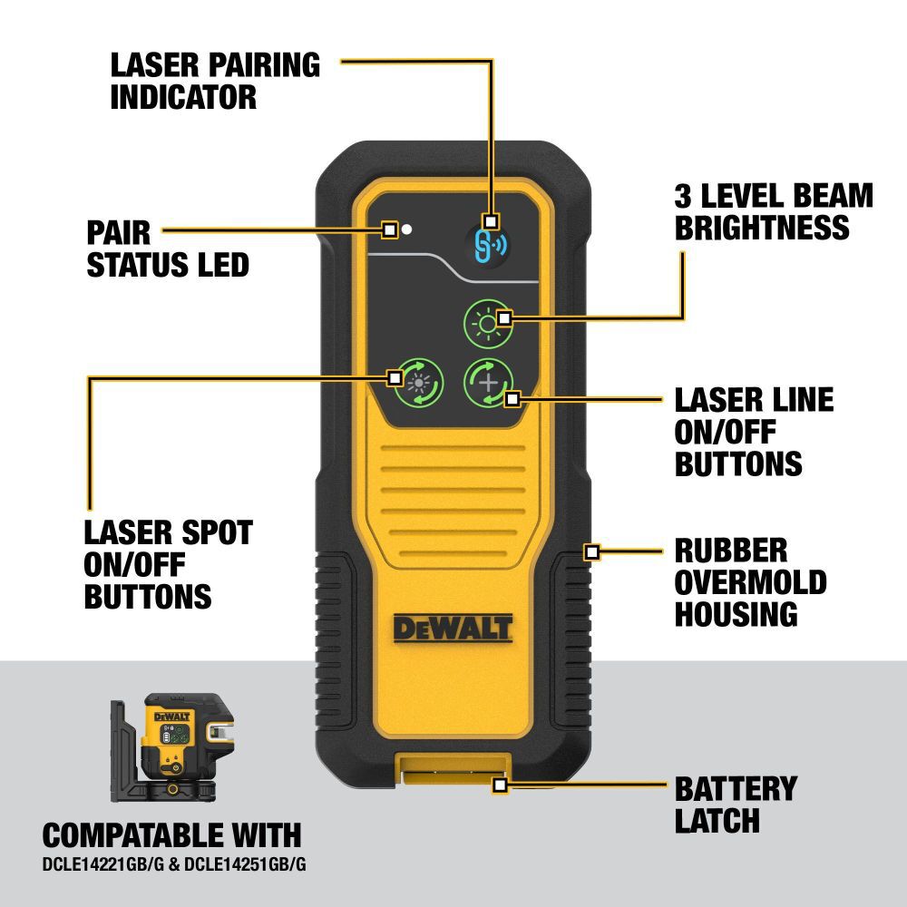 DeWalt DCLEAUSBRC2  Remote Control for USB Green Crossline/Spot Lasers DCLE14221G/GB & DCLE14251G/GB