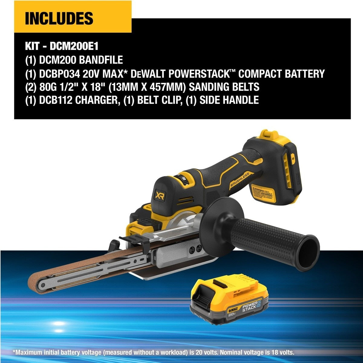 DeWalt DCM200E1 20V XR Bandfile Kit