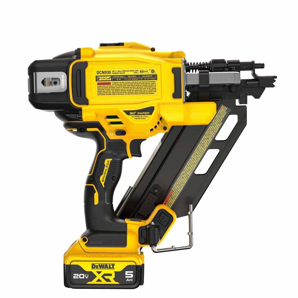 DeWalt DCN930P1 20V MAX XR Brushless Cordless 30 Degree Paper Tape Framing Nailer Kit