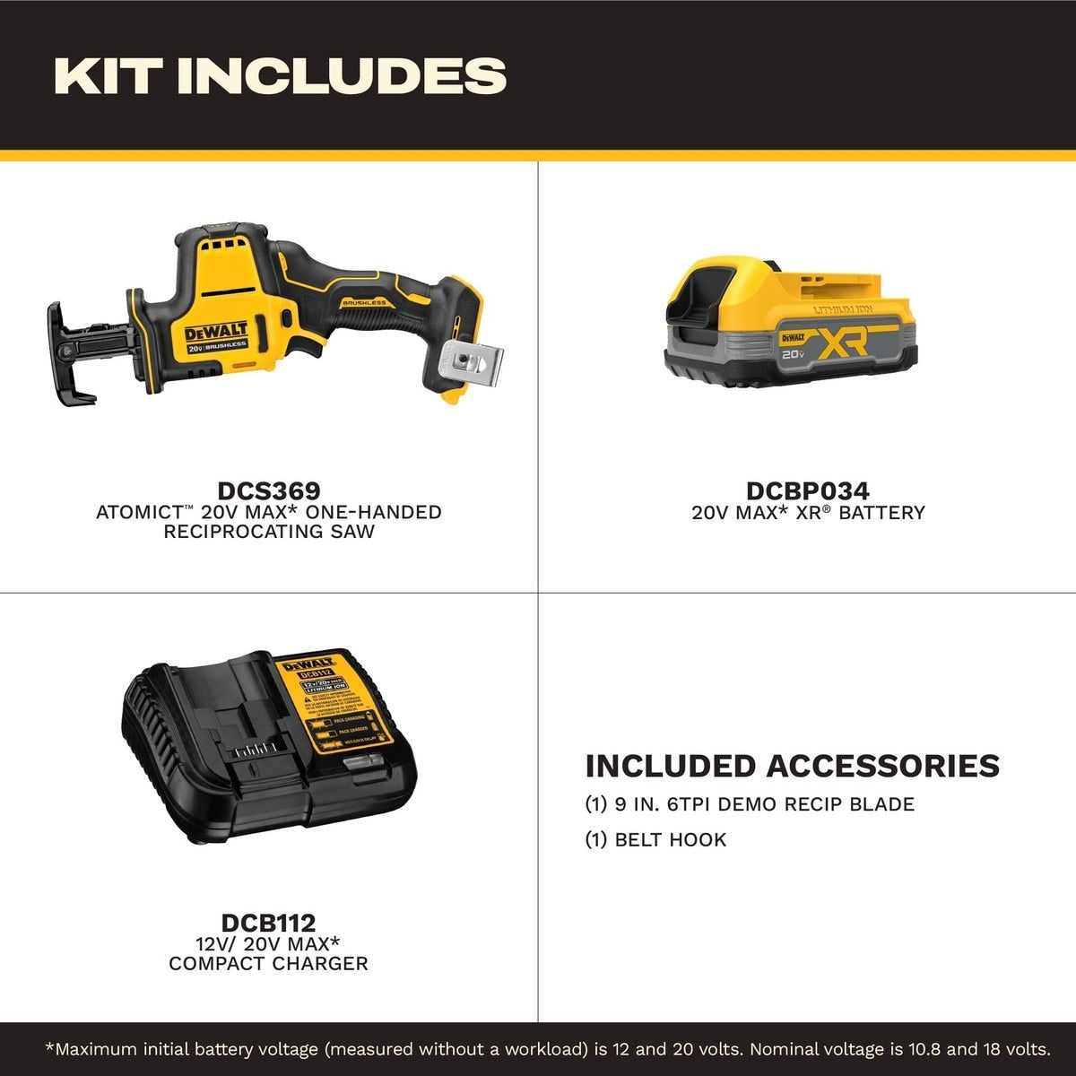 DeWalt DCS369E1 Atomic 20V Max One Handed Reciprocating Saw with Powerstack Battery