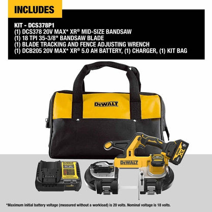 DeWalt DCS378P1 20V MAX XR 35-3/8" Mid-Size Bandsaw (5.0Ah Battery Kit)