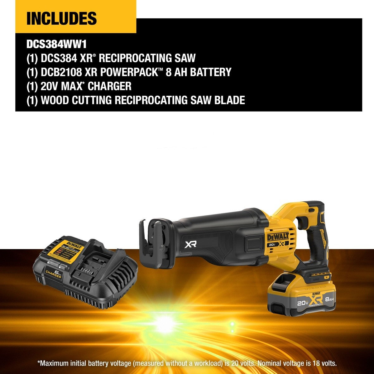 DeWalt DCS384WW1 20V Max* XR Brushless Cordless Reciprocating Saw Kit with XR POWERPACK