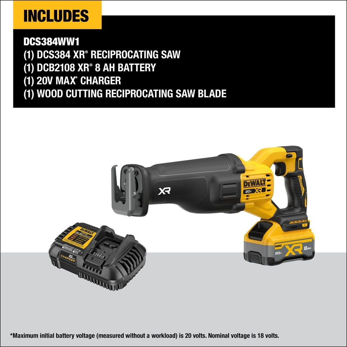 DeWalt DCS384WW1 20V Max* XR Brushless Cordless Reciprocating Saw Kit with XR POWERPACK