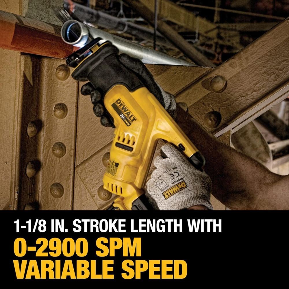 DeWalt DCS387D1 20V Max Lithium Ion Cordless Reciprocating Saw Kit, Compact, 2-Amp Hour