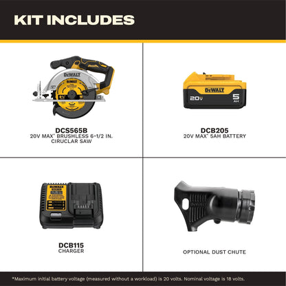 DeWalt DCS565P1 20V Max 6-1/2" Brushless Cordless Circular Saw Kit